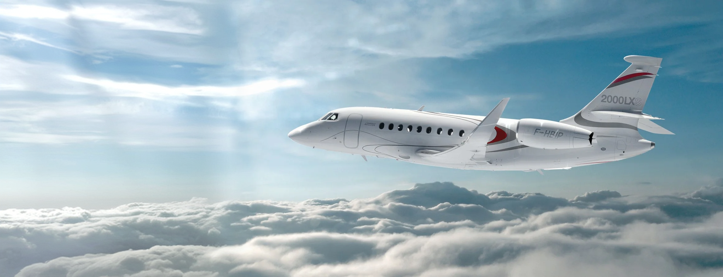 Heavy private jet in flight