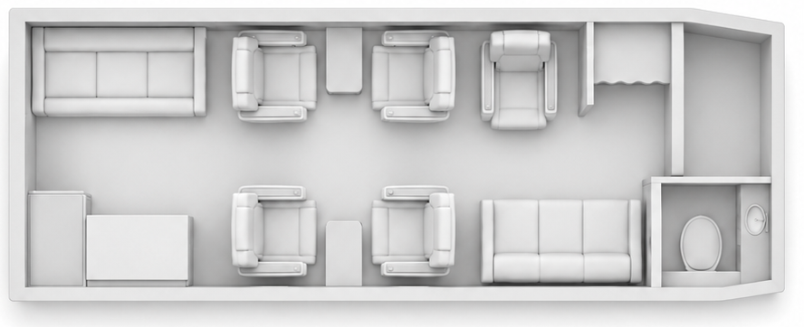 Kabinenlayout Beechcraft Hawker 750