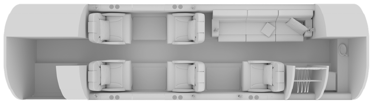 Beechcraft Hawker 850XP cabin layout diagram