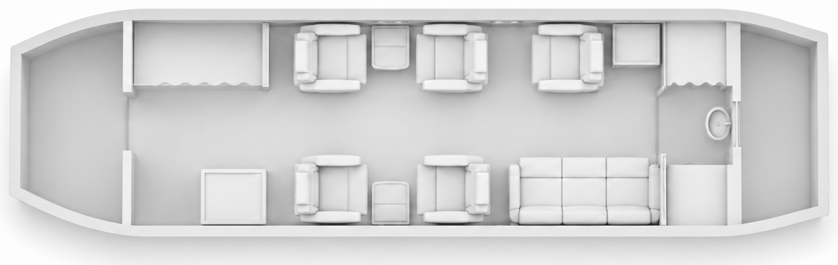 Beechcraft Hawker 900XP cabin layout diagram