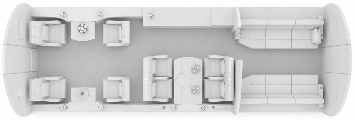 Dassault Falcon 7X cabin layout diagram