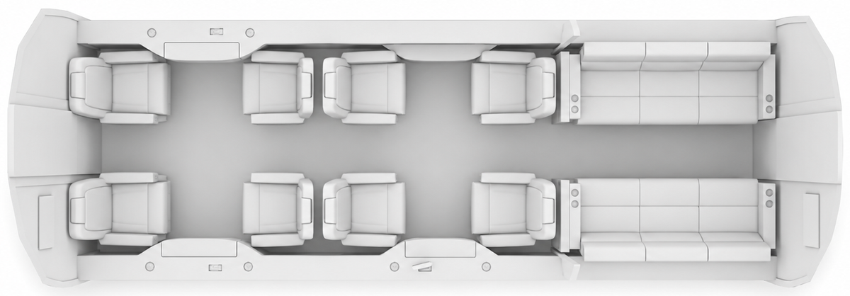 Dassault Falcon 900B cabin layout diagram