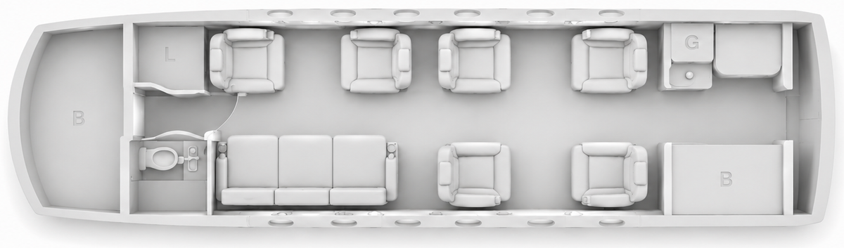 Kabinenlayout Hawker 1000