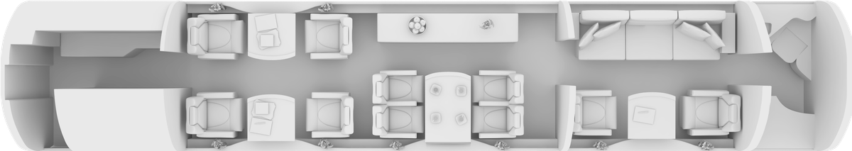 Embraer Legacy 650 cabin layout diagram