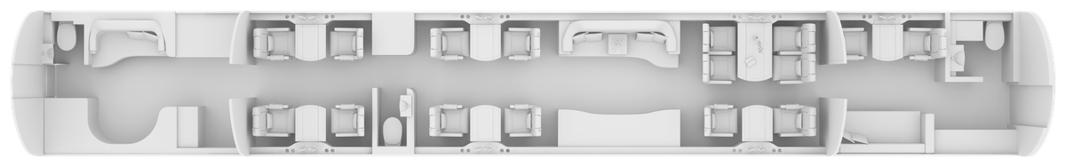 Embraer Lineage 1000 cabin layout diagram