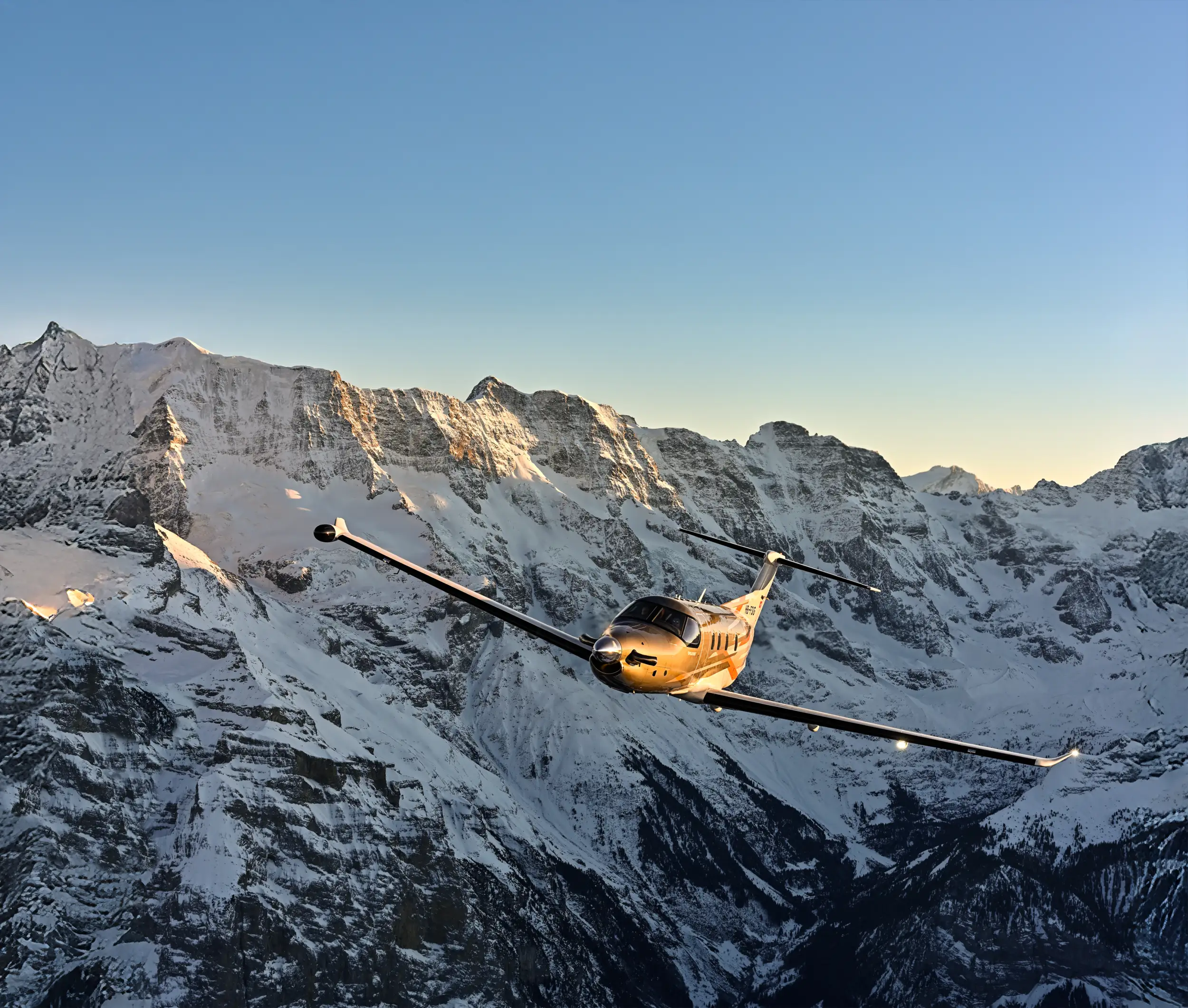 Private turboprop aircraft in flight